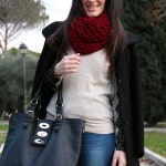 outfit preppy stringate calze pois jeans maglioncino pizzo