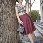 outfit midi skirt crop top pin up rossetto rosso fashion blogger roma