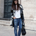 outfit universita jeans boyfriend stringate cult shoes capotto desigual orologio daniel wellington