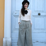outfit british bon ton pantaloni culotte bombetta
