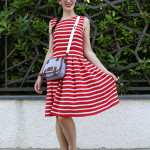 outfit estate vestito righe alla marinara sandali a ragno