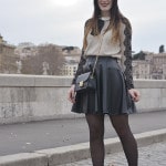 outfit bon ton gonna a ruota ecopelle tacchi roma