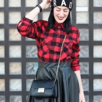 outfit gonna ruota ecopelle camicia scacchi nike huarache