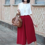 outfit pantaloni culotte sandali gioiello top off the shoulder