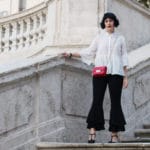 outfit pantaloni a campana con le rouches shein